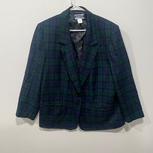 Pendleton‎ Plus Women's 18W Tartan Plaid Blazer 100% Virgin Wool Made in USA VTG